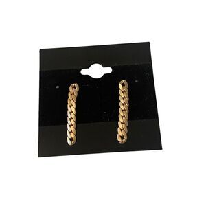 Matte Goldtone Linear Chainlink Drop Earrings.